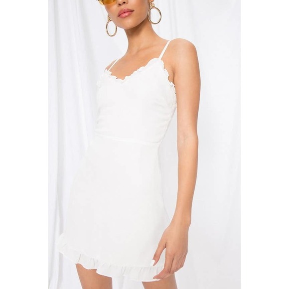 Superdown Women's New White Charlee Frill Cami Dress Size Xl - Picture 5 of 11